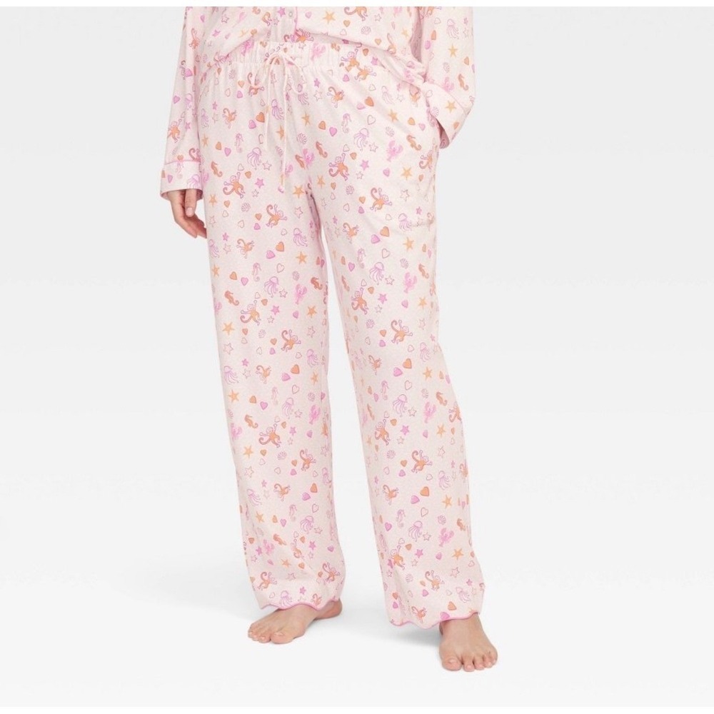 Roller Rabbit x Target Sea Life Pajama Set Pants Women XS NWT Pink Monkey Preppy - Picture 4 of 4